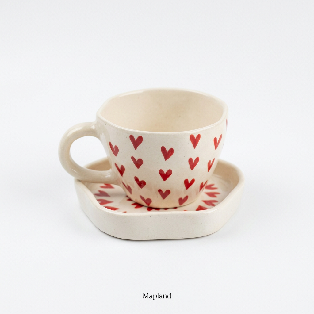 Heartwarming Cup & Saucer Set — handmade ceramic cup, view 4 | Mapland
