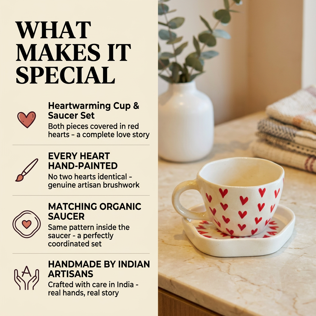 Heartwarming Cup & Saucer Set — handmade ceramic cup, view 6 | Mapland