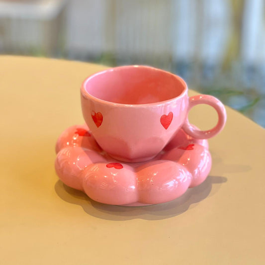 Bubble Heart Brew Cup with saucer - Mapland