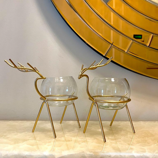 Deer Set with Glass Pots.