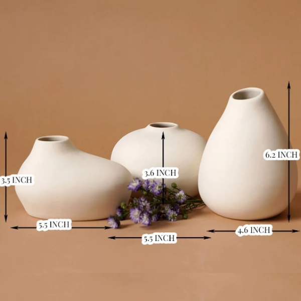 Roll Vase White Set of 3