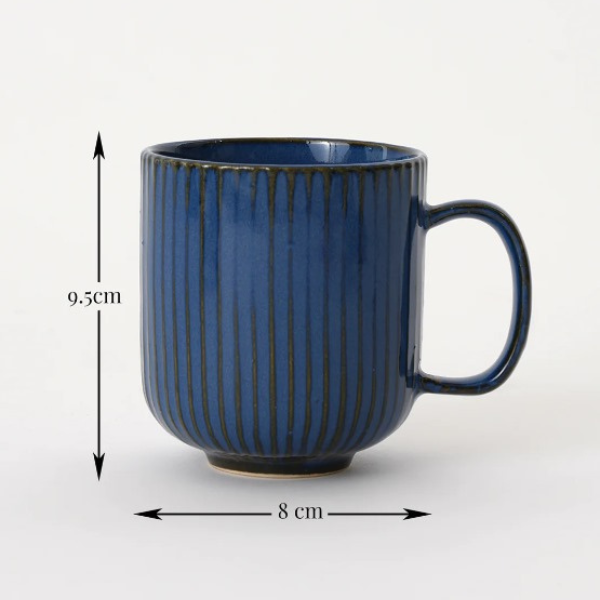 Midnight Blue Ribbed Mug Set