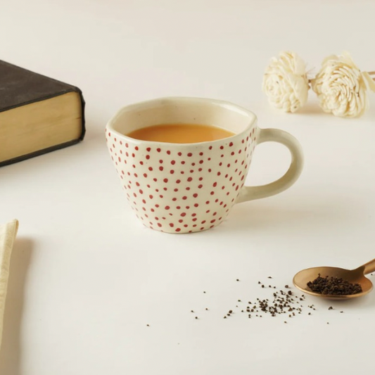 Red Polka Dot Delight Ceramic Cup