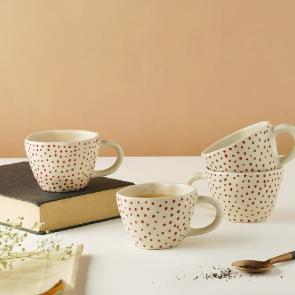 Red Polka Dot Delight Ceramic Cup