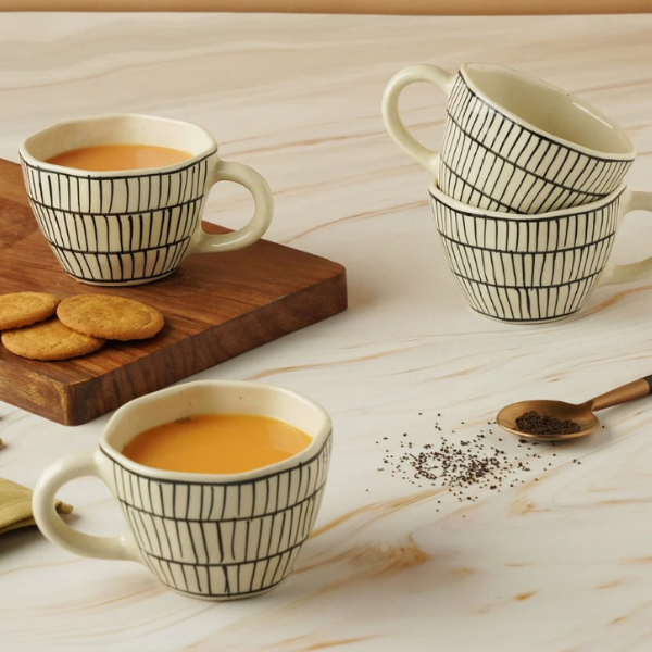 Basket Weave Ceramic Cups