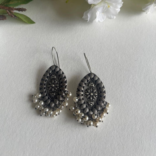 Isha Oxidized Earrings for Women – Ethnic Silver Imitation Jewery