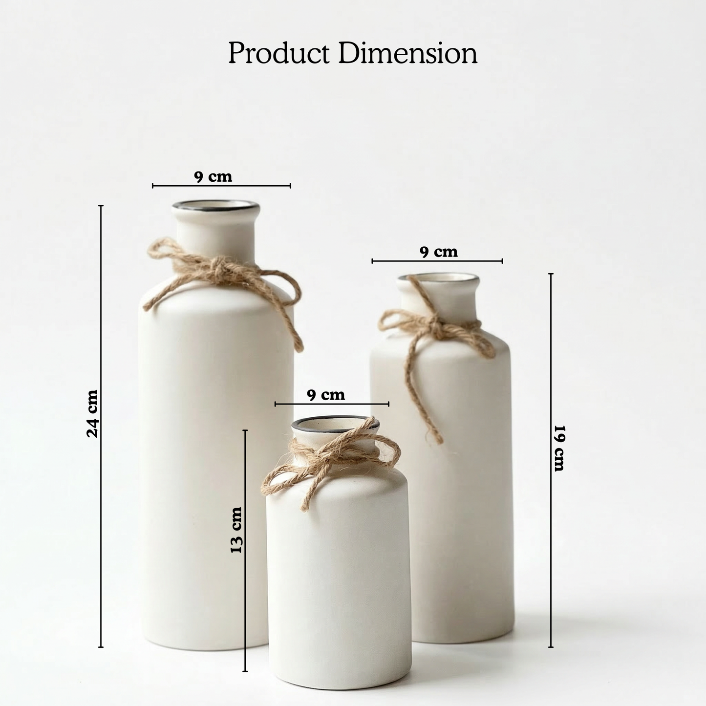 Kotoba Bottle Vase Set handmade ceramic vase — detail view, Indian artisan craft | Mapland