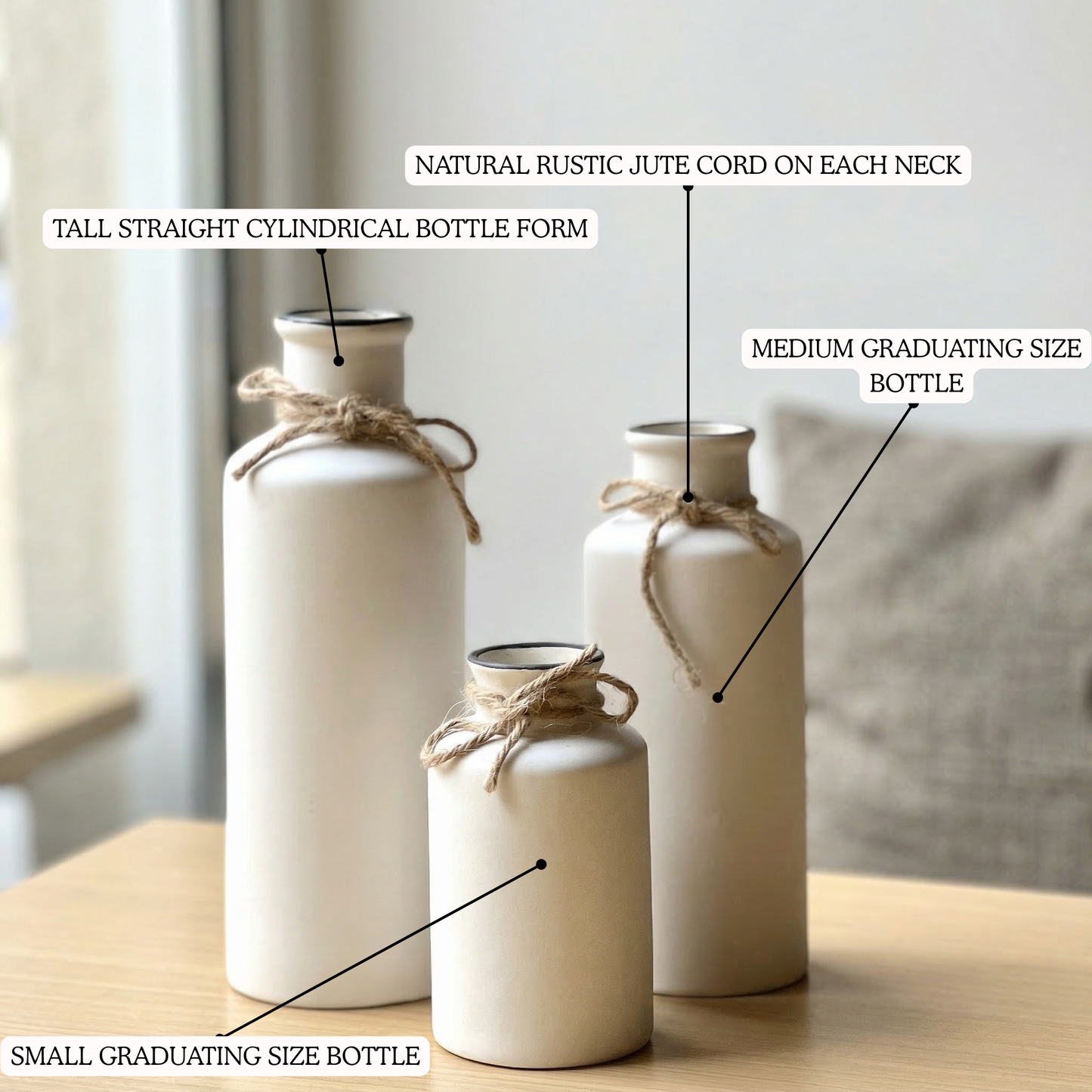 Kotoba Bottle Vase Set handmade ceramic vase — top view, Indian artisan craft | Mapland