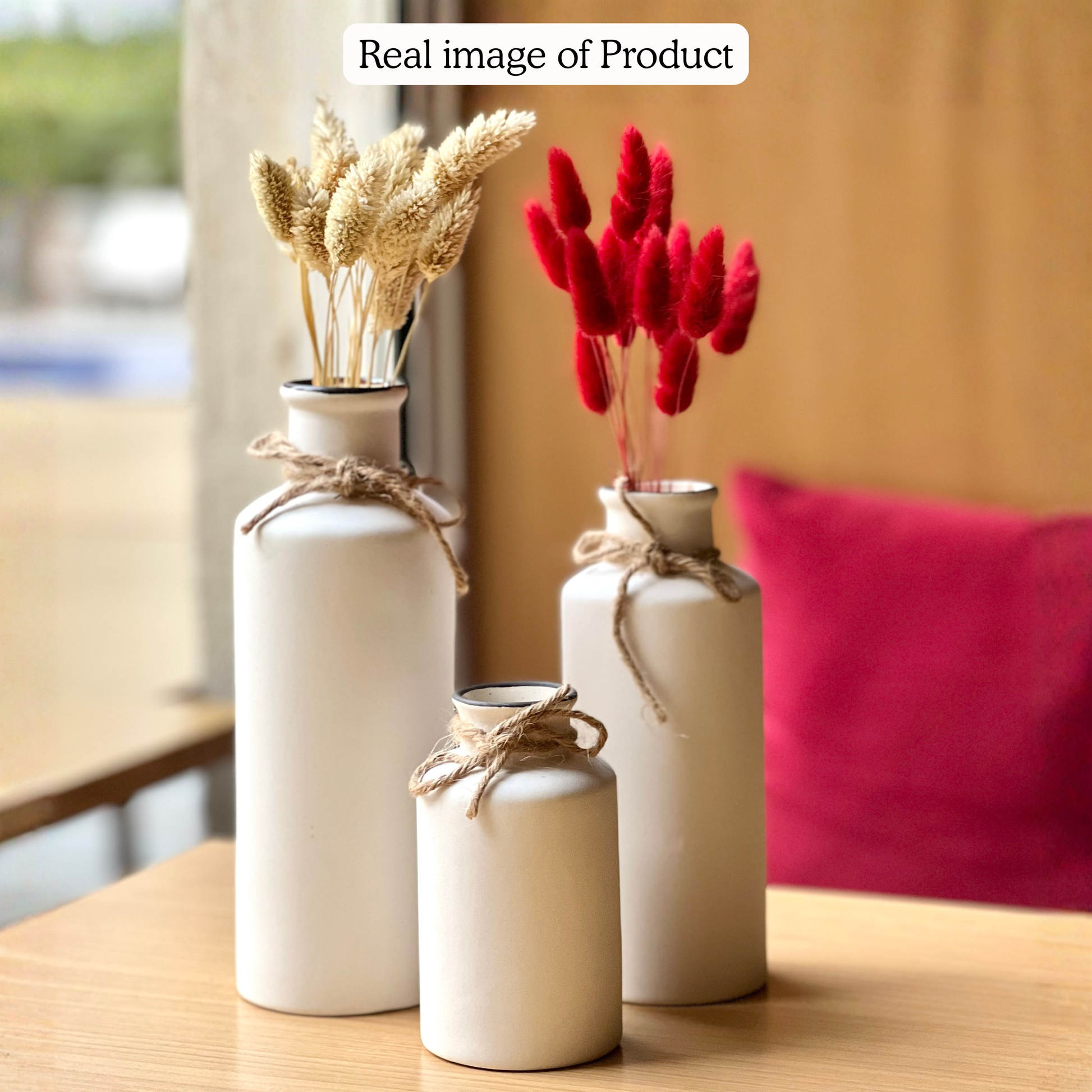 Kotoba Bottle Vase Set handmade ceramic vase — angle view, Indian artisan craft | Mapland