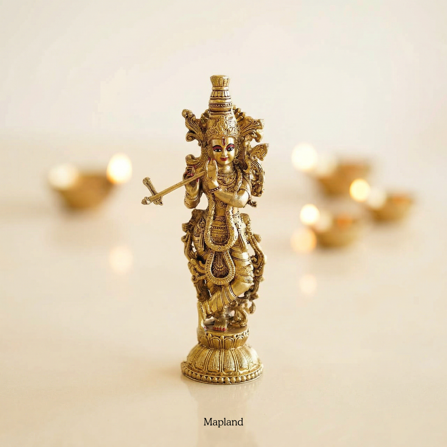 Krishna Murali Manohar superfine brass figurine flute player | Mapland