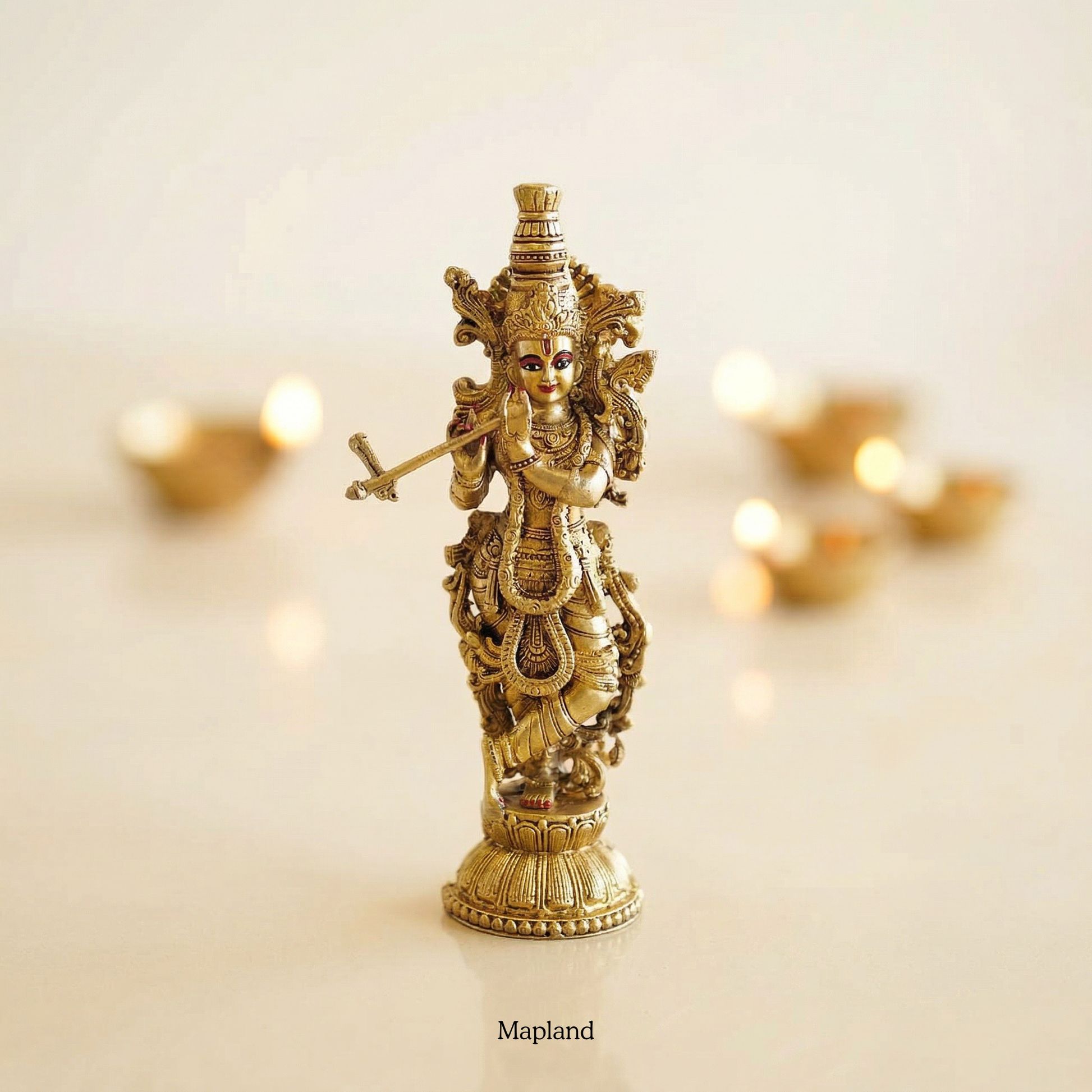 Krishna Murali Manohar superfine brass figurine flute player | Mapland