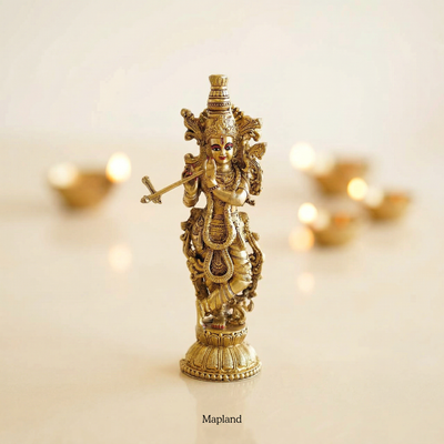 Krishna Murali Manohar superfine brass figurine flute player | Mapland