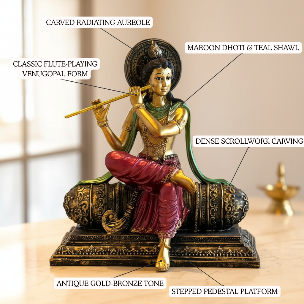 Krishna with Flute Resin Figurine
