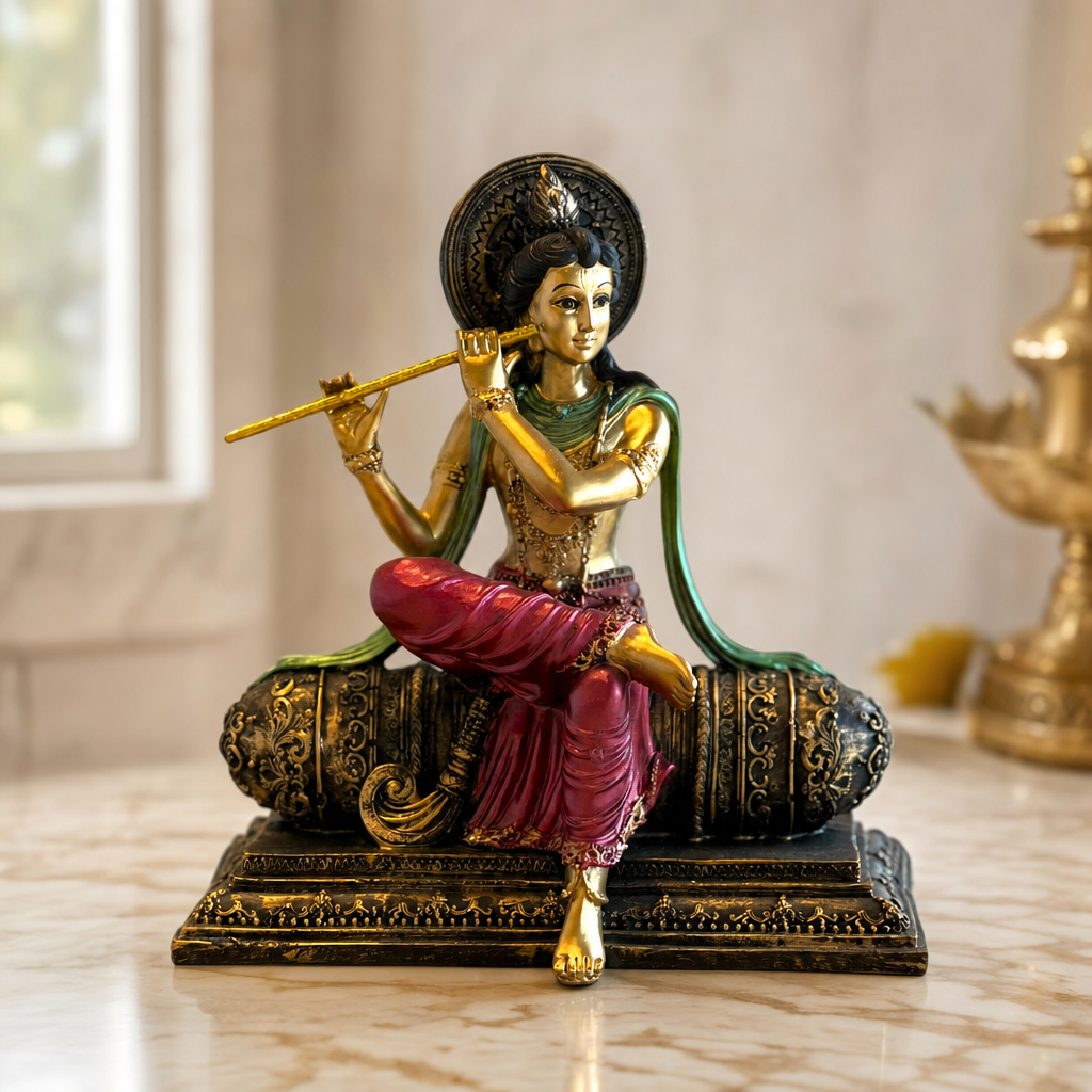 Krishna with Flute Resin Figurine