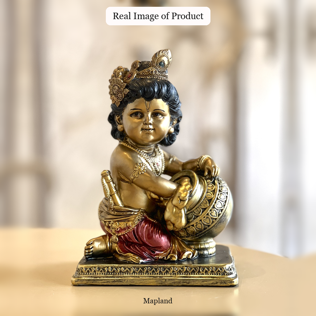 Laddo Gopal antique gold figurine real product image | Mapland