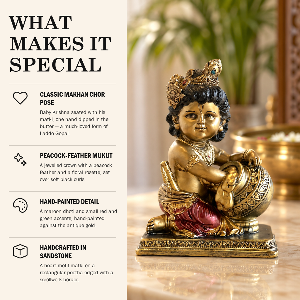 Laddo Gopal antique gold figurine what makes it special | Mapland