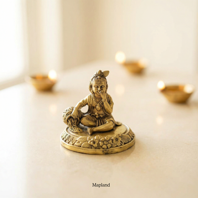 Ladoo Gopal superfine brass idol baby Krishna makhan eating | Mapland