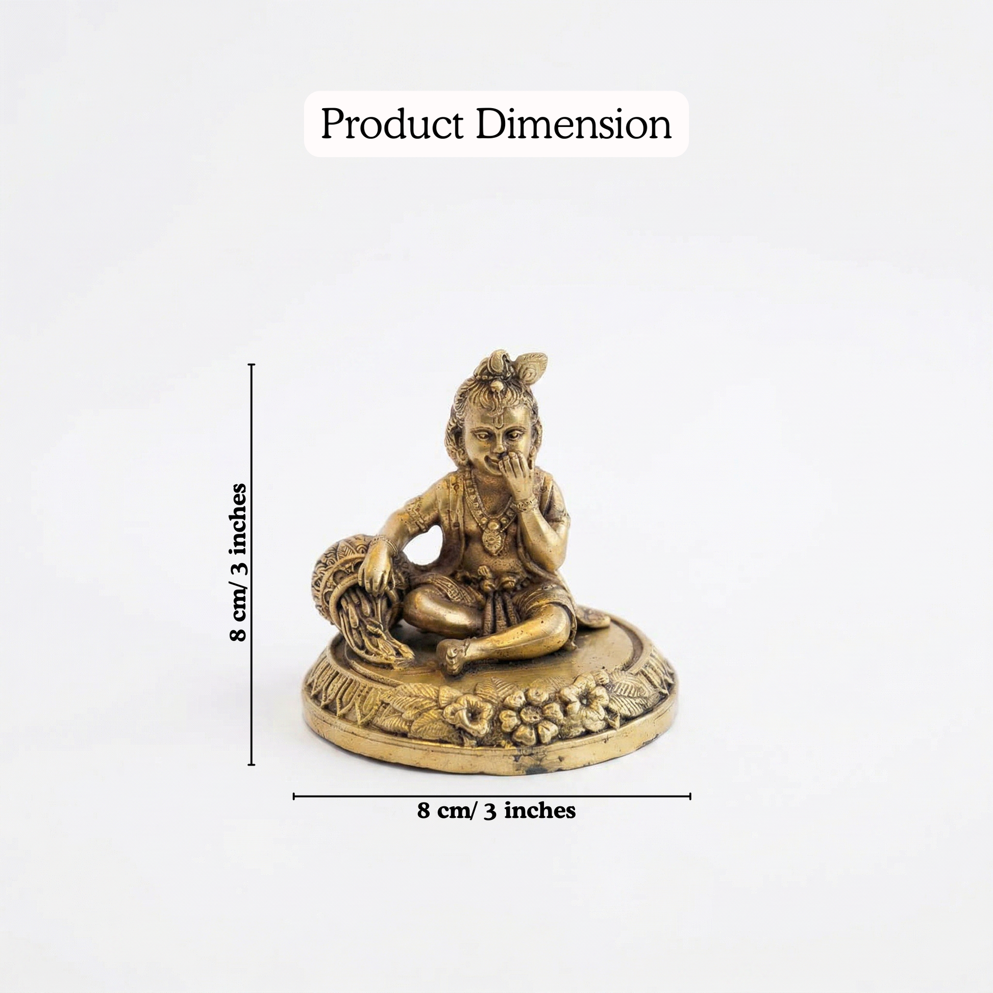 Bal Krishna brass idol dimensions 8cm 198g | Mapland