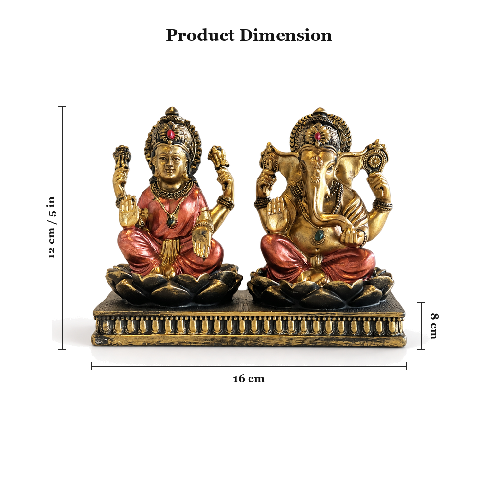 Lakshmi Ganesh sandstone idol dimensions 12cm height, 16 x 8cm pedestal | Mapland