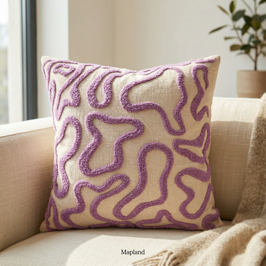 Lavender woven cushion cover in soft purple tones — handmade cushion cover | Mapland Design Studio