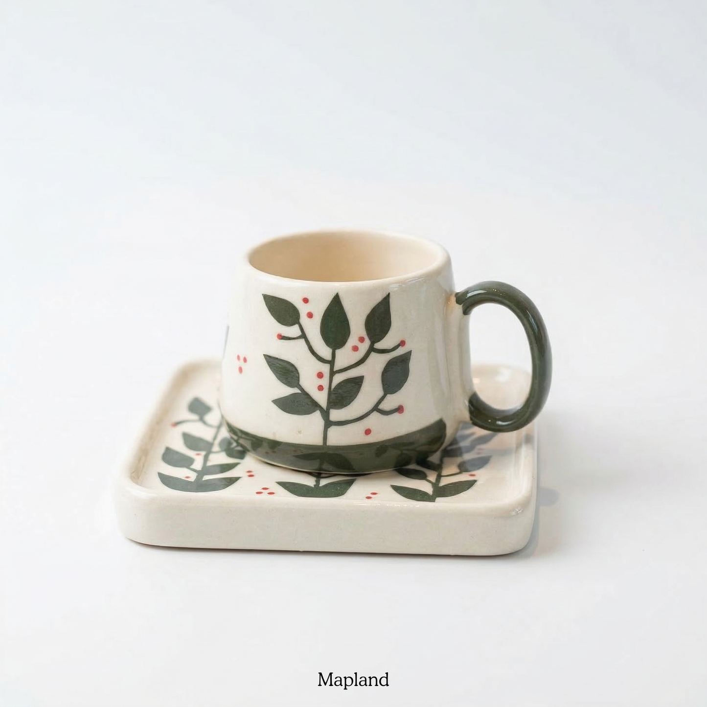 Leafline Cup with Saucer — handmade ceramic cup, view 4 | Mapland