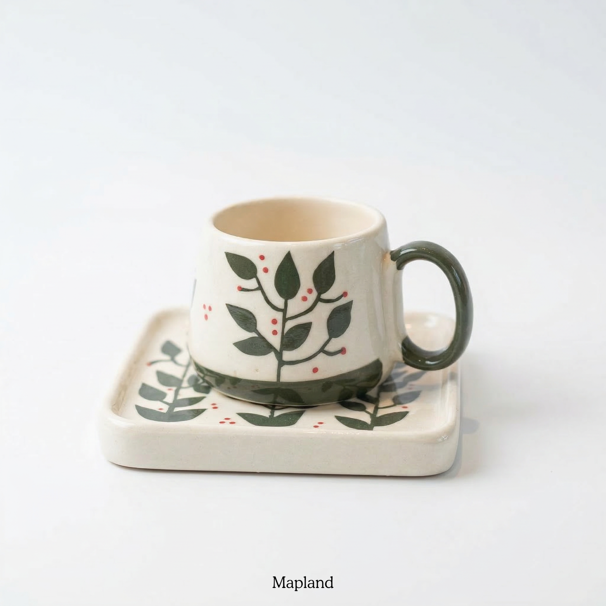 Leafline Cup with Saucer — handmade ceramic cup, view 4 | Mapland