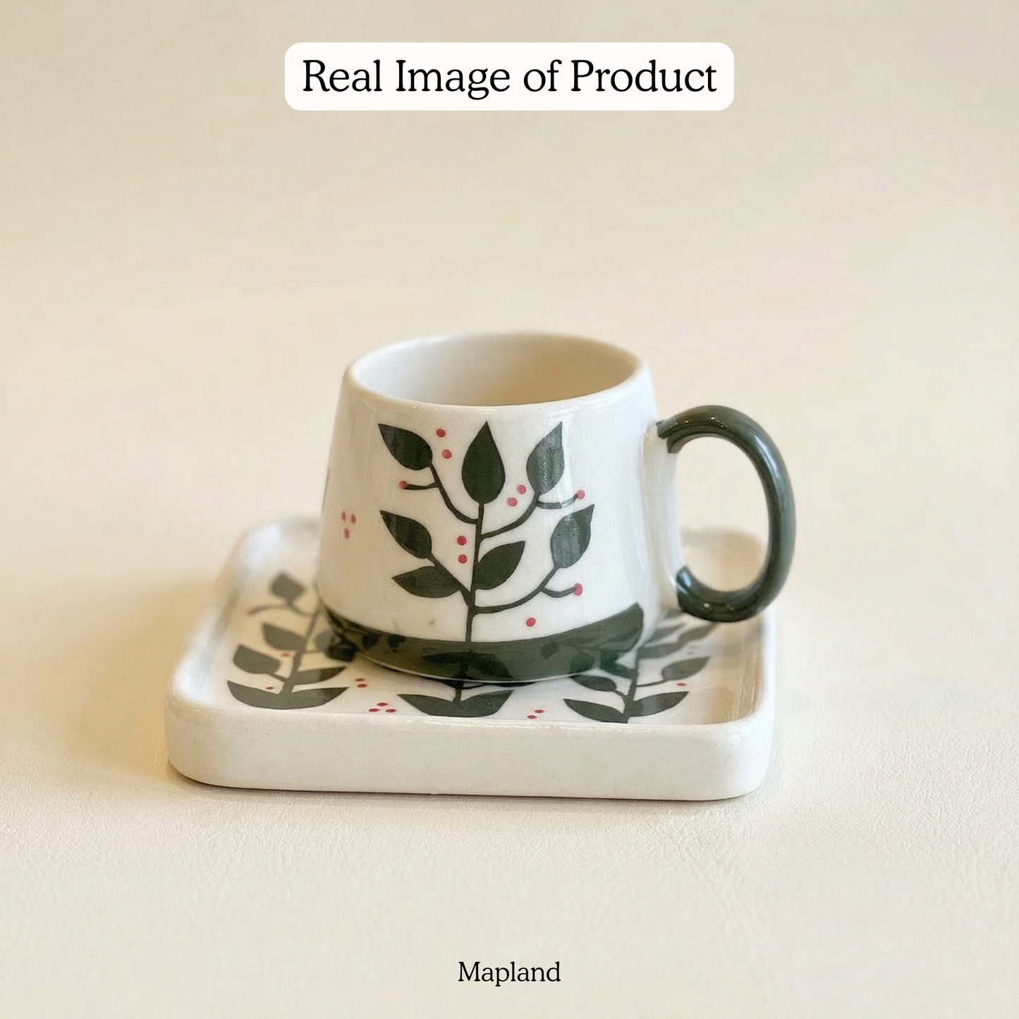 Leafline Cup with Saucer — handmade ceramic cup, view 5 | Mapland