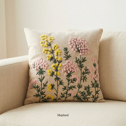 Luxe garden floral velvet cushion cover in deep jewel tones — handmade cushion cover | Mapland Design Studio