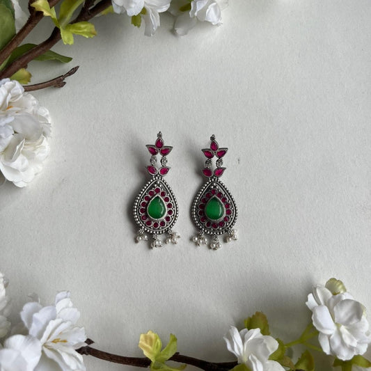 Manvi Oxidized Earrings for Women – Ethnic Silver Imitation Jewery