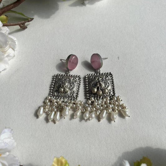 Minar Oxidized Earrings for Women – Ethnic Silver Imitation Jewelry