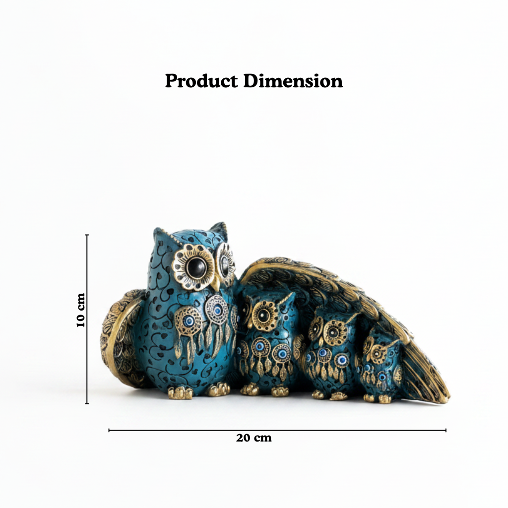 Family Nest Evil Eye Owl Figurine