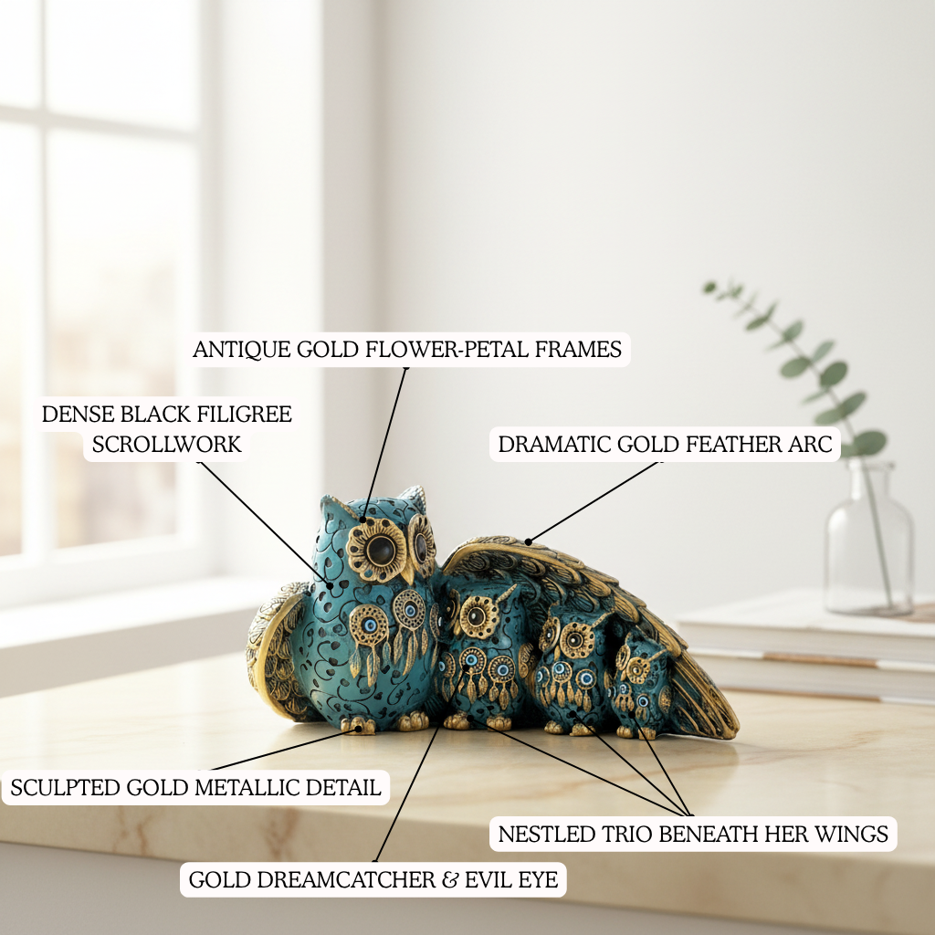 Family Nest Evil Eye Owl Figurine