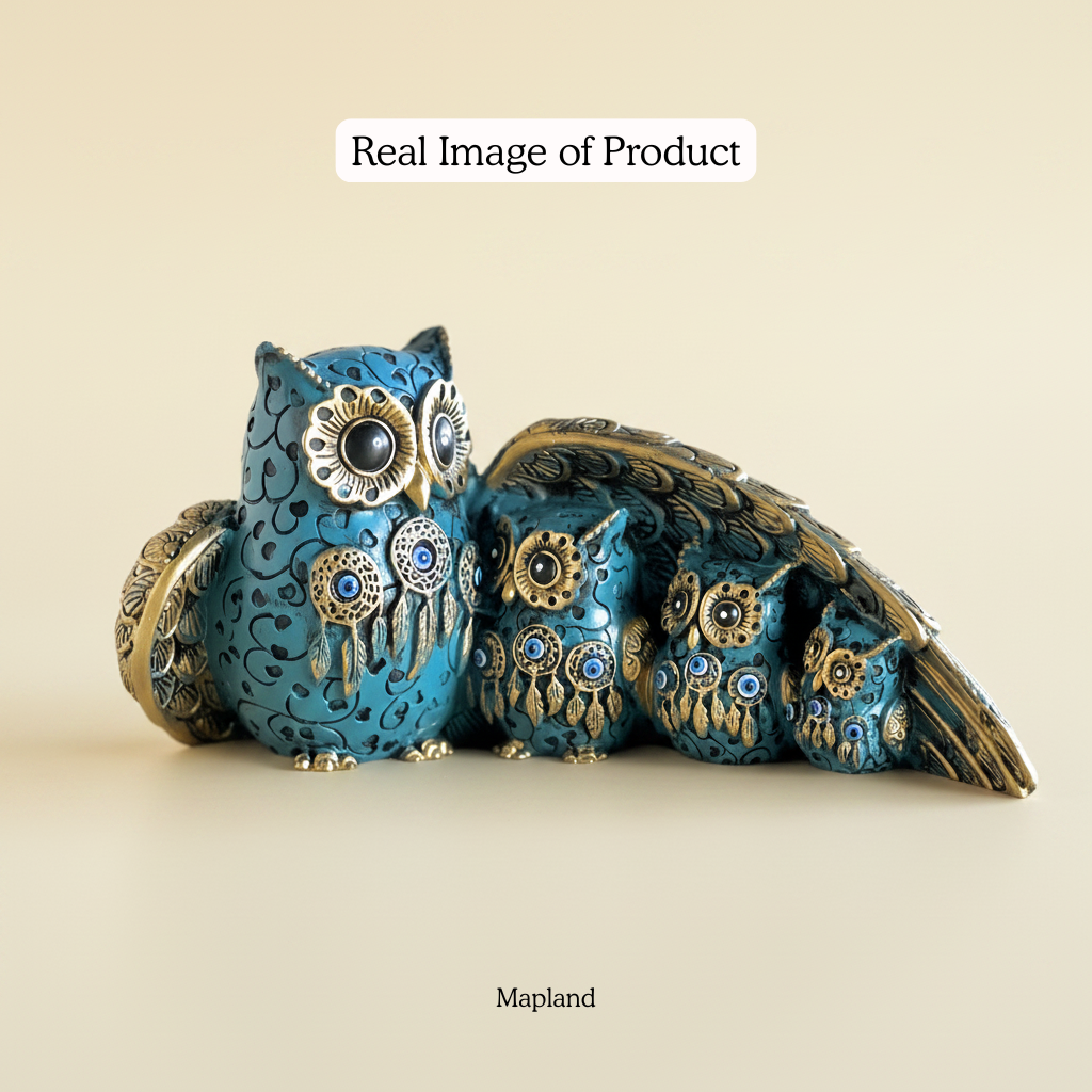 Family Nest Evil Eye Owl Figurine