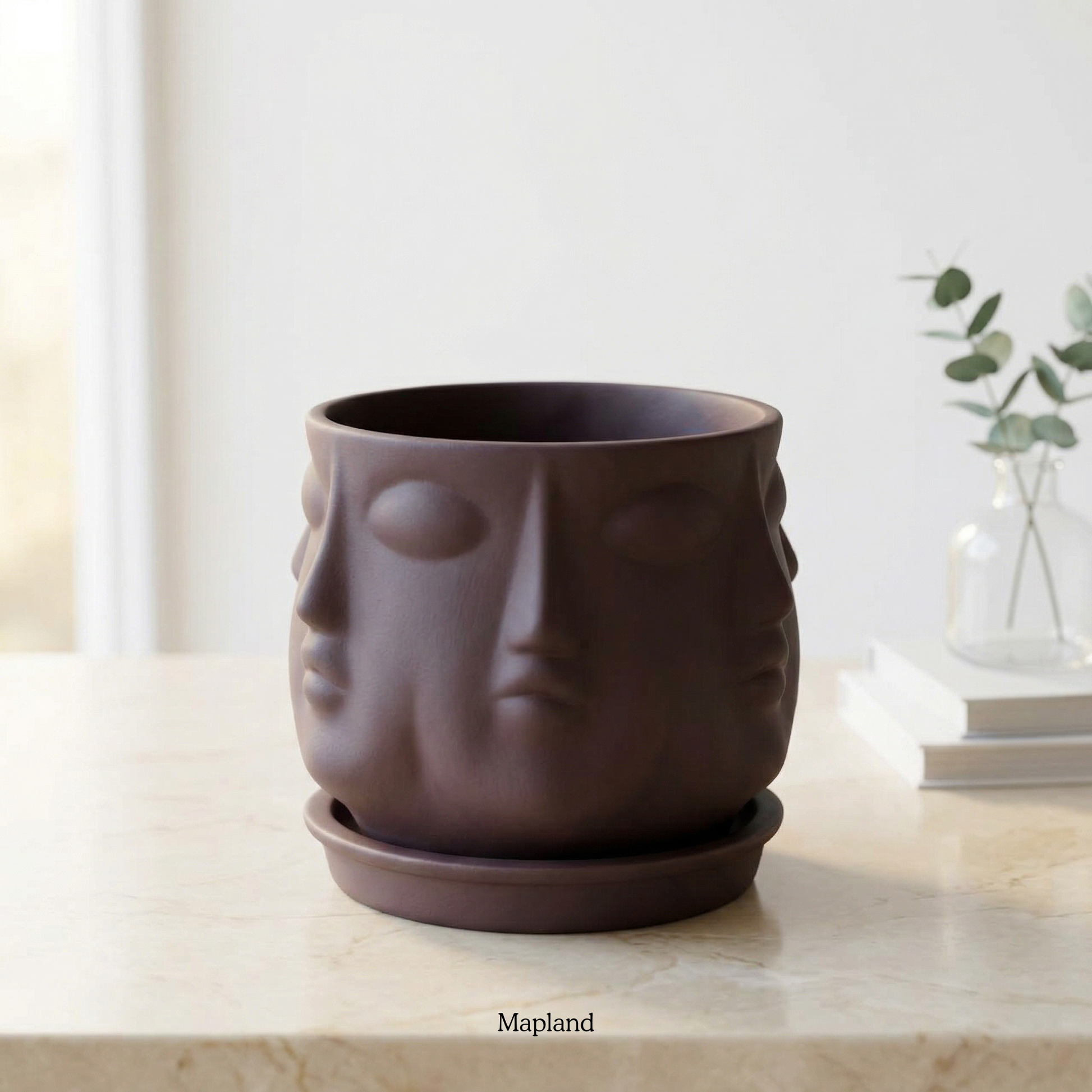 Multi-Face Ceramic Planter handmade ceramic planter — angle view, Indian artisan craft | Mapland