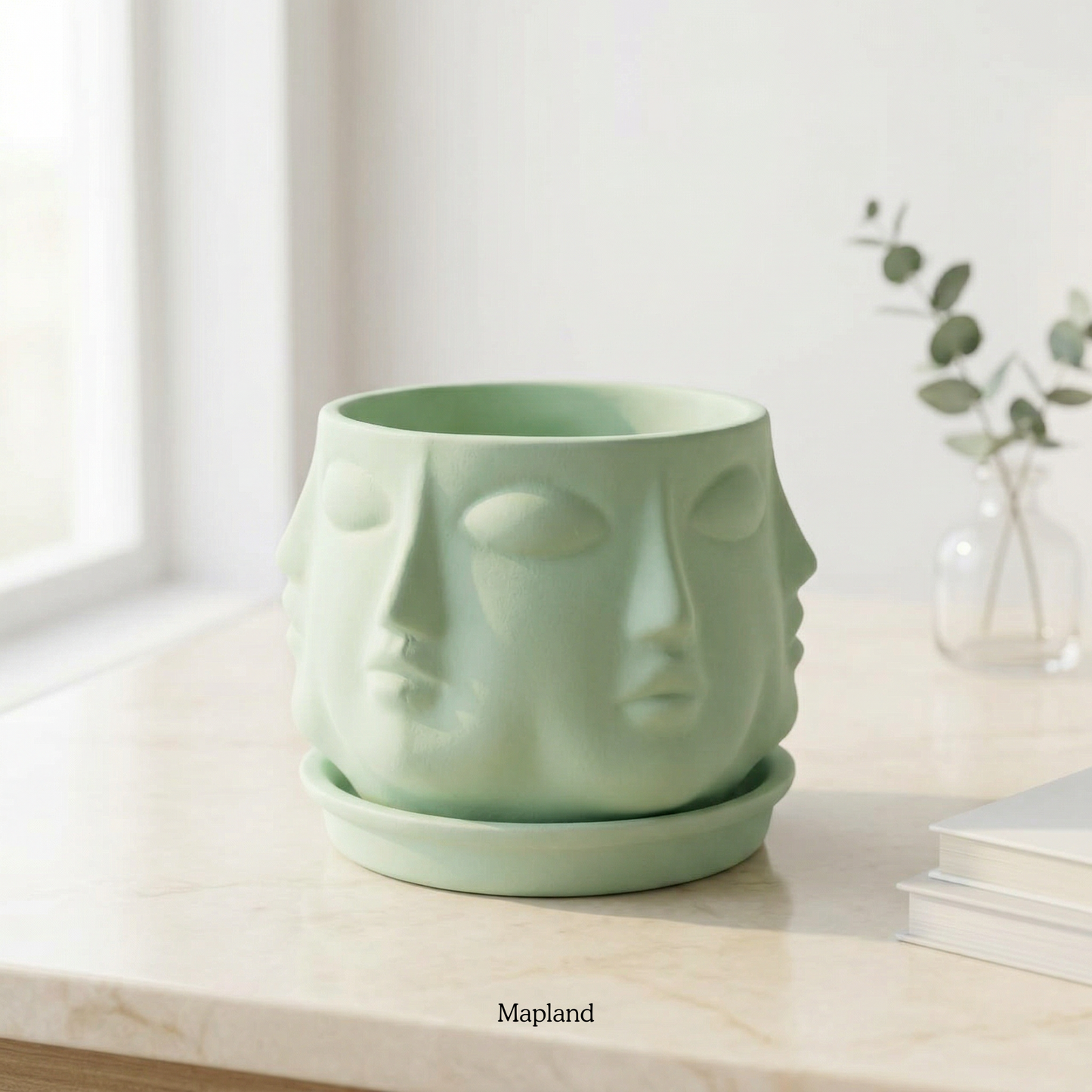 Multi-Face Ceramic Planter handmade ceramic planter — side view, Indian artisan craft | Mapland