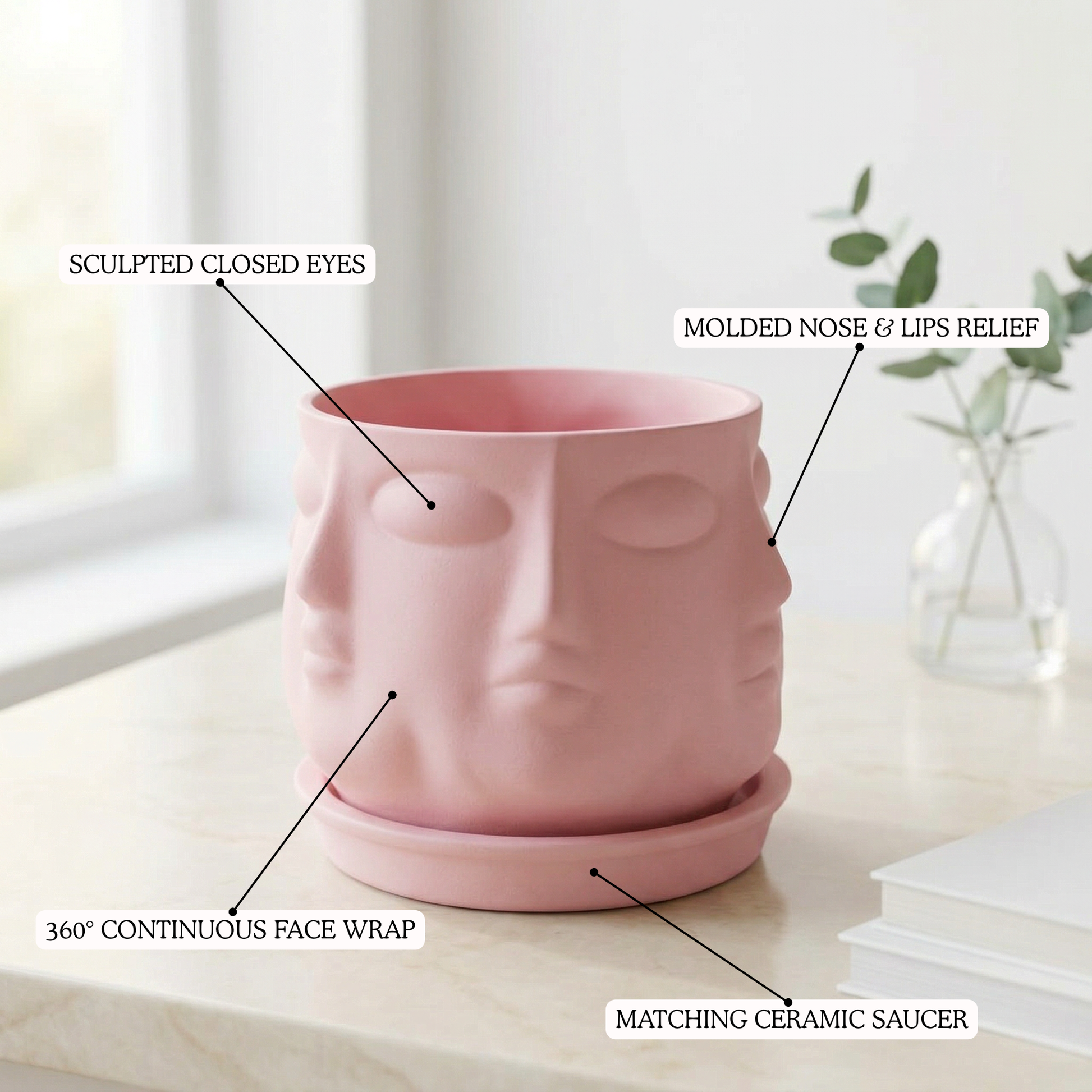 Multi-Face Ceramic Planter handmade ceramic planter — top view, Indian artisan craft | Mapland