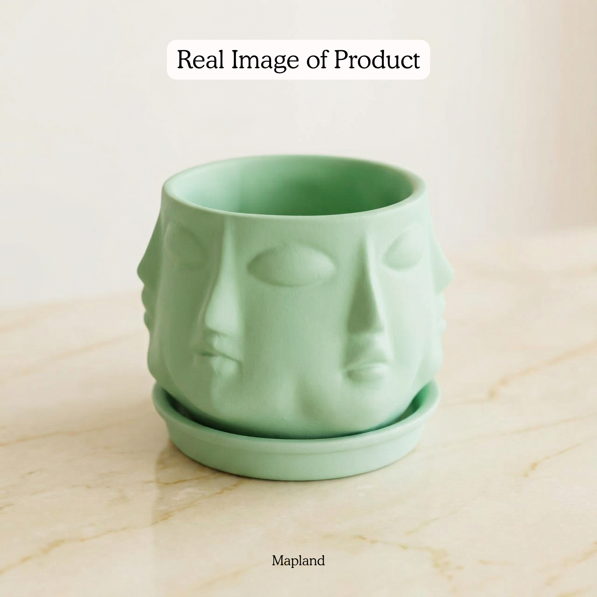 Multi-Face Ceramic Planter handmade ceramic planter — top view, Indian artisan craft | Mapland