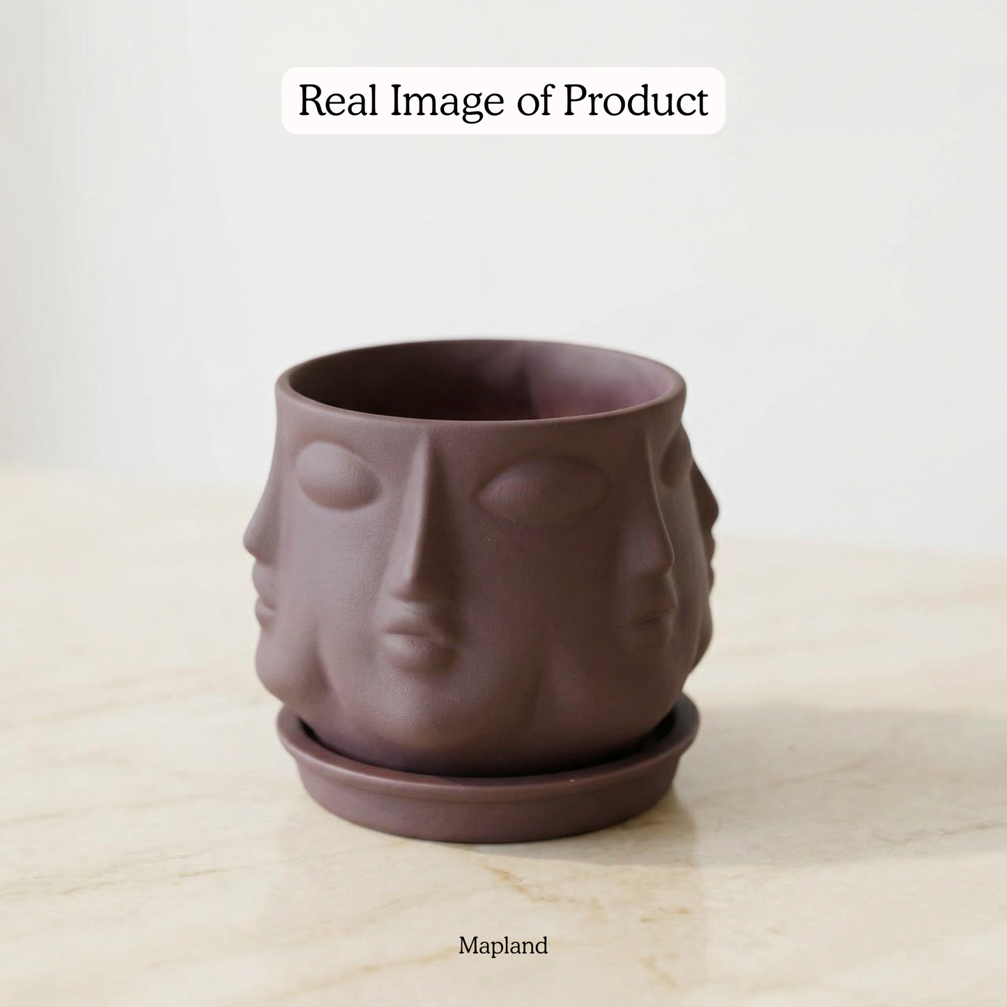 Multi-Face Ceramic Planter handmade ceramic planter — front view, Indian artisan craft | Mapland