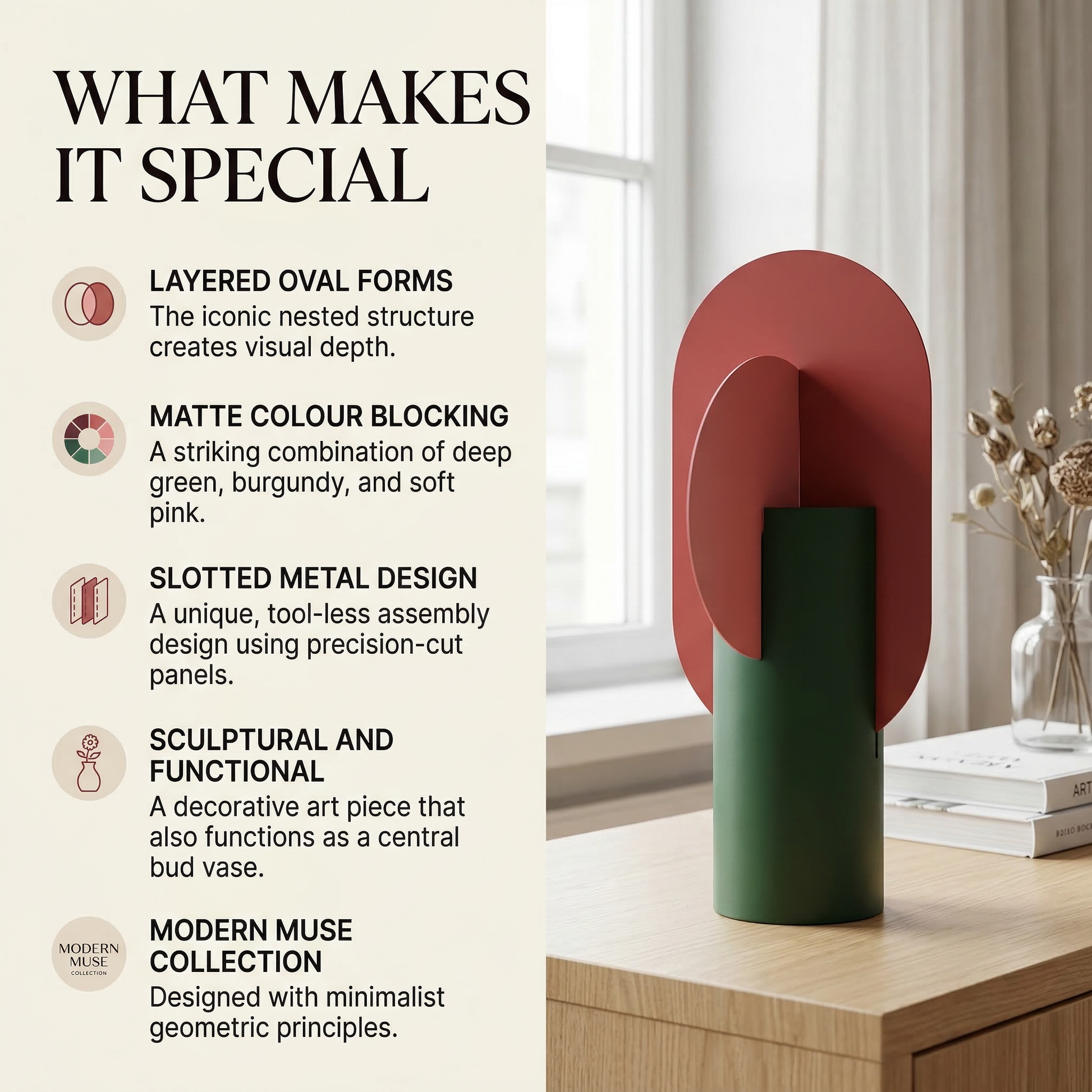 Modern Muse Metal Vase -- decorative home accent, resin home decor | Mapland