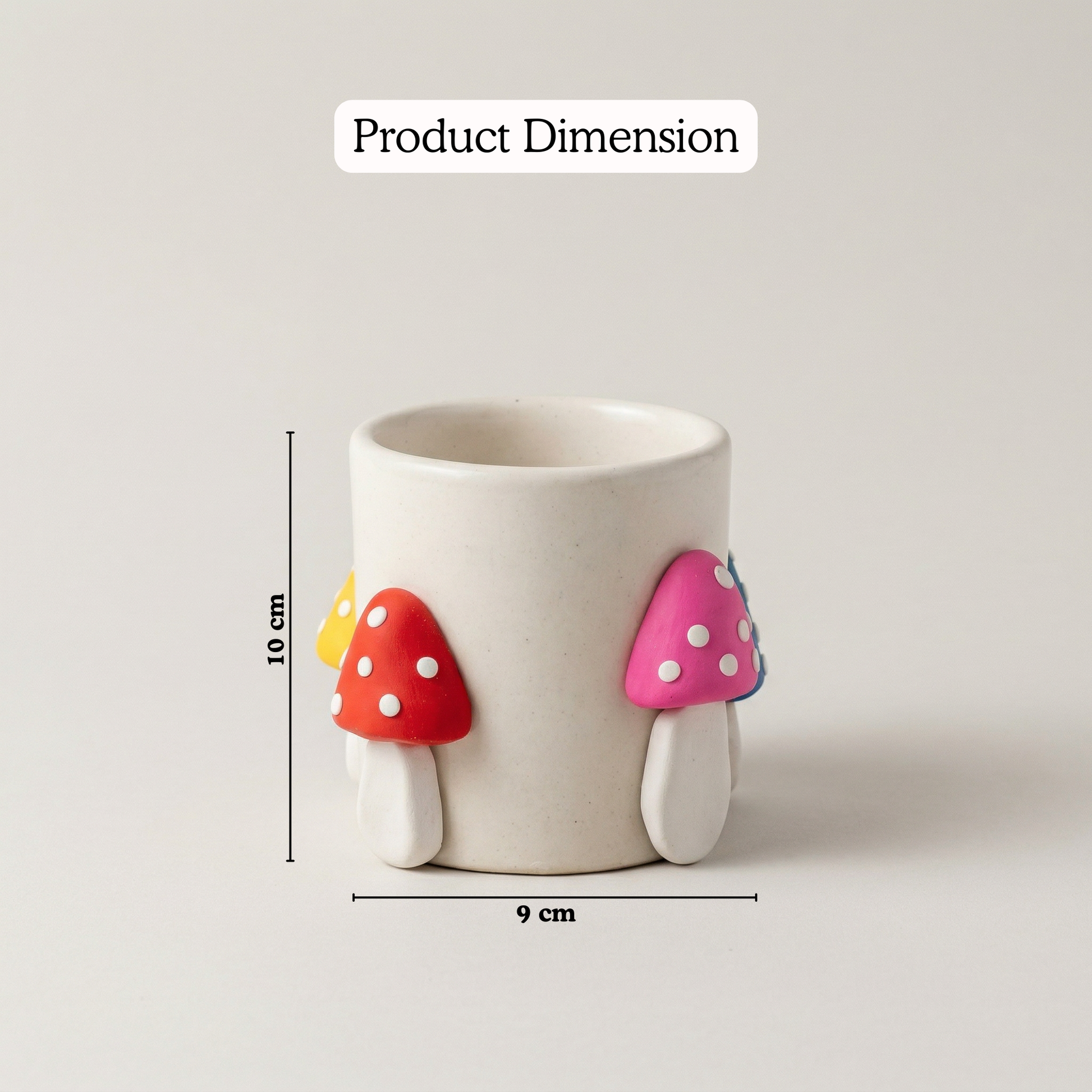 Mushroom Magic Planter handmade ceramic planter — detail view, Indian artisan craft | Mapland