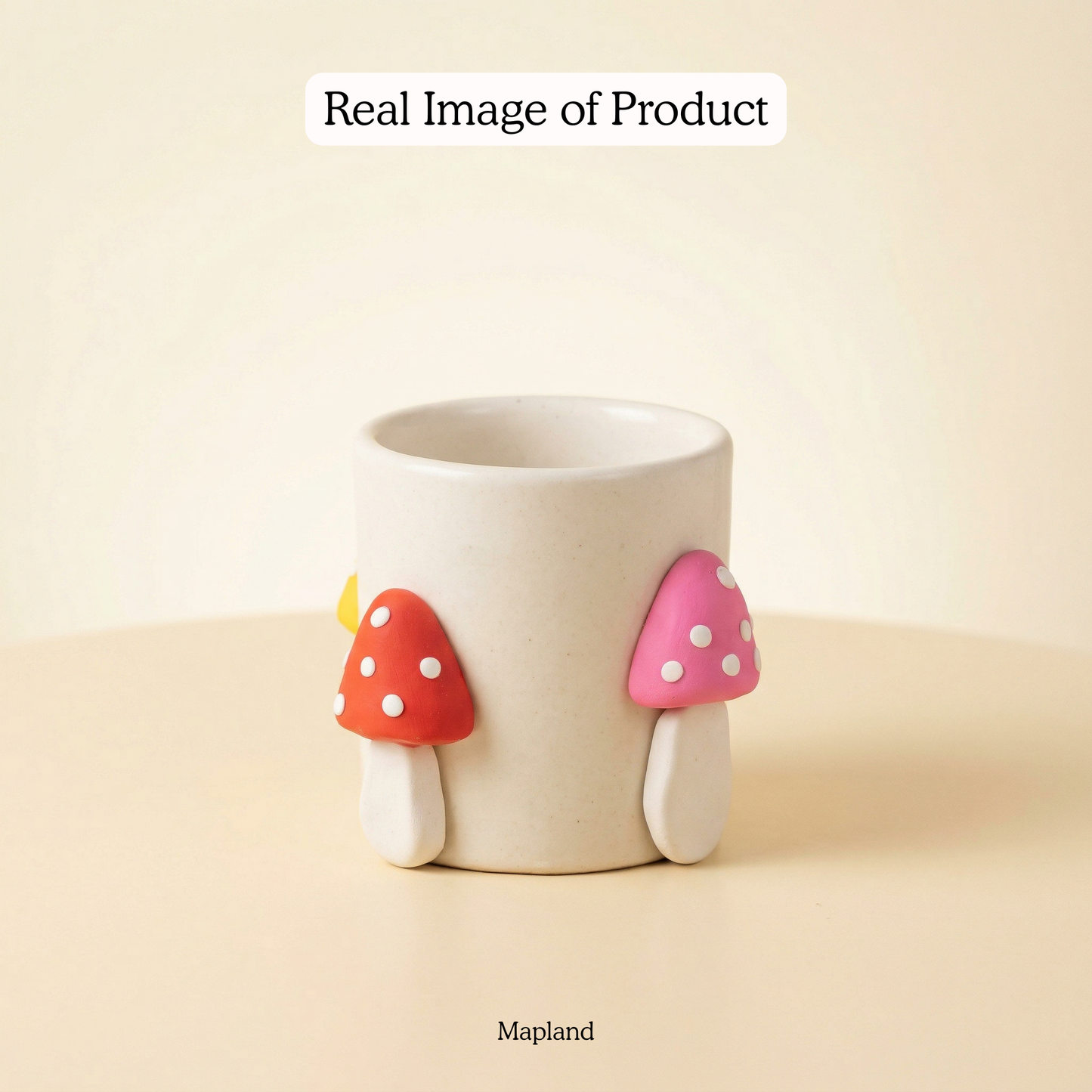 Mushroom Magic Planter handmade ceramic planter — angle view, Indian artisan craft | Mapland