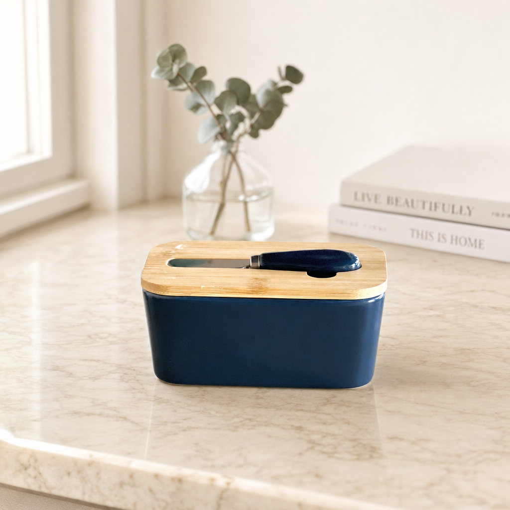 Ceramic Butter Box with Spreader Knife