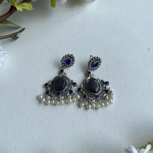 Ovi Oxidized Earrings for Women – Ethnic Silver Imitation Jewery