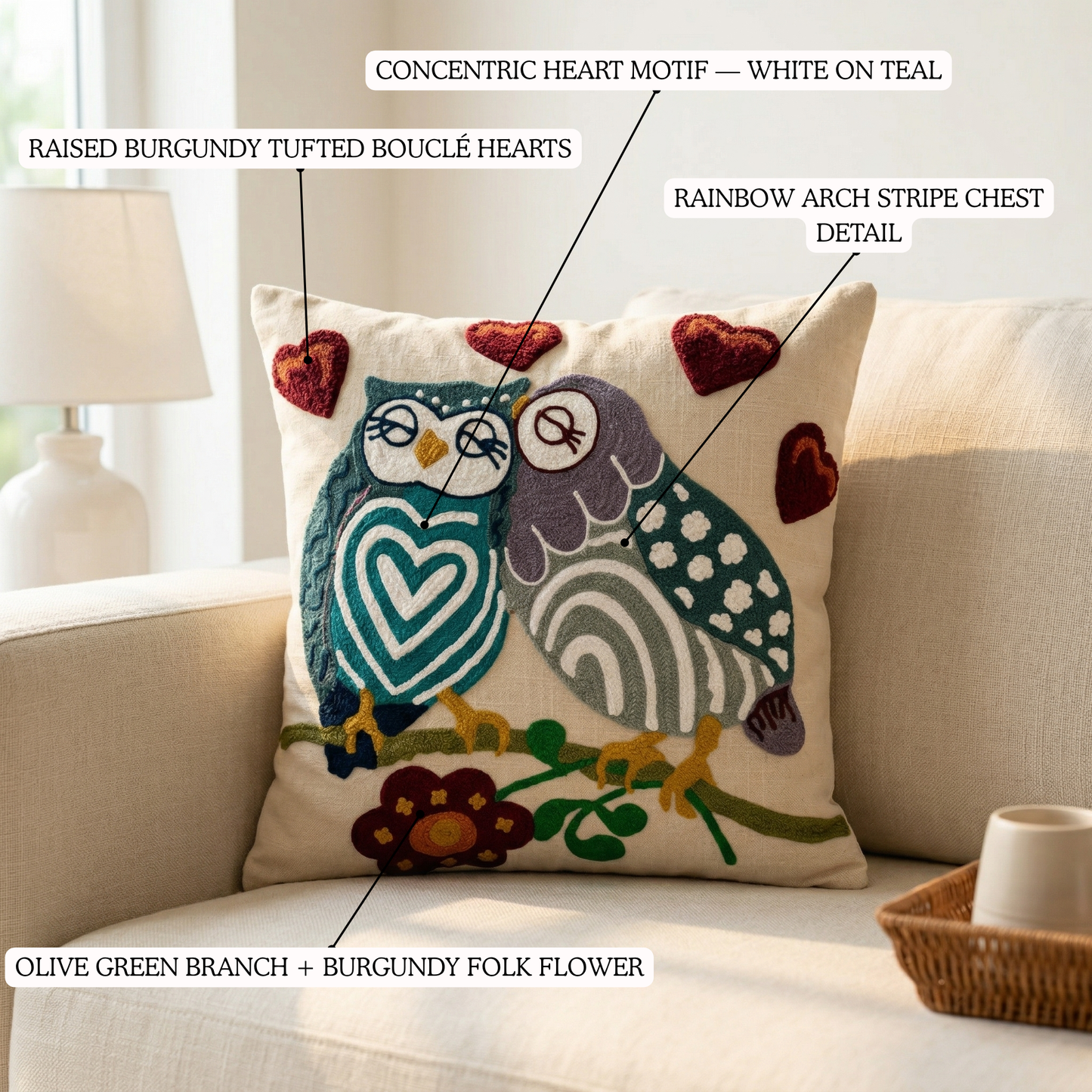 Owl Love Cushion Cover 16*16 Inches