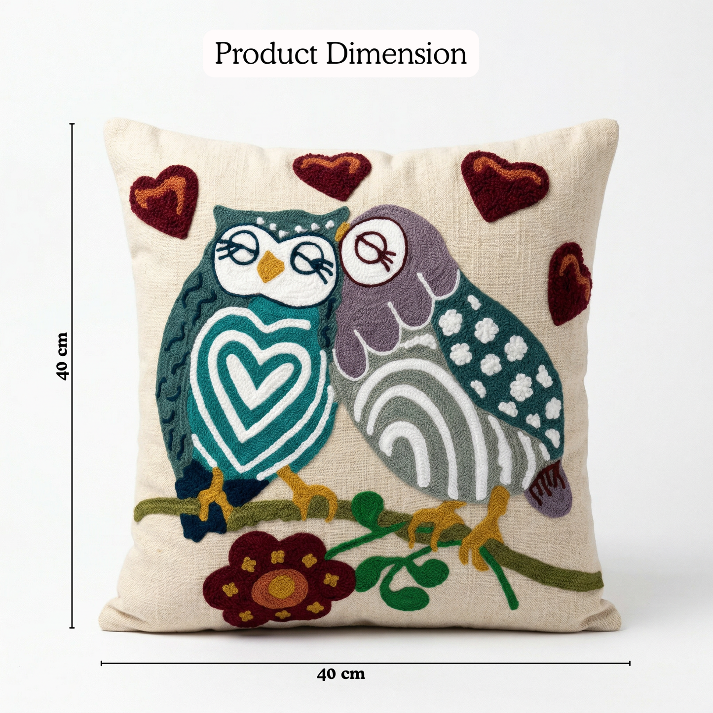 Owl Love Cushion Cover 16*16 Inches