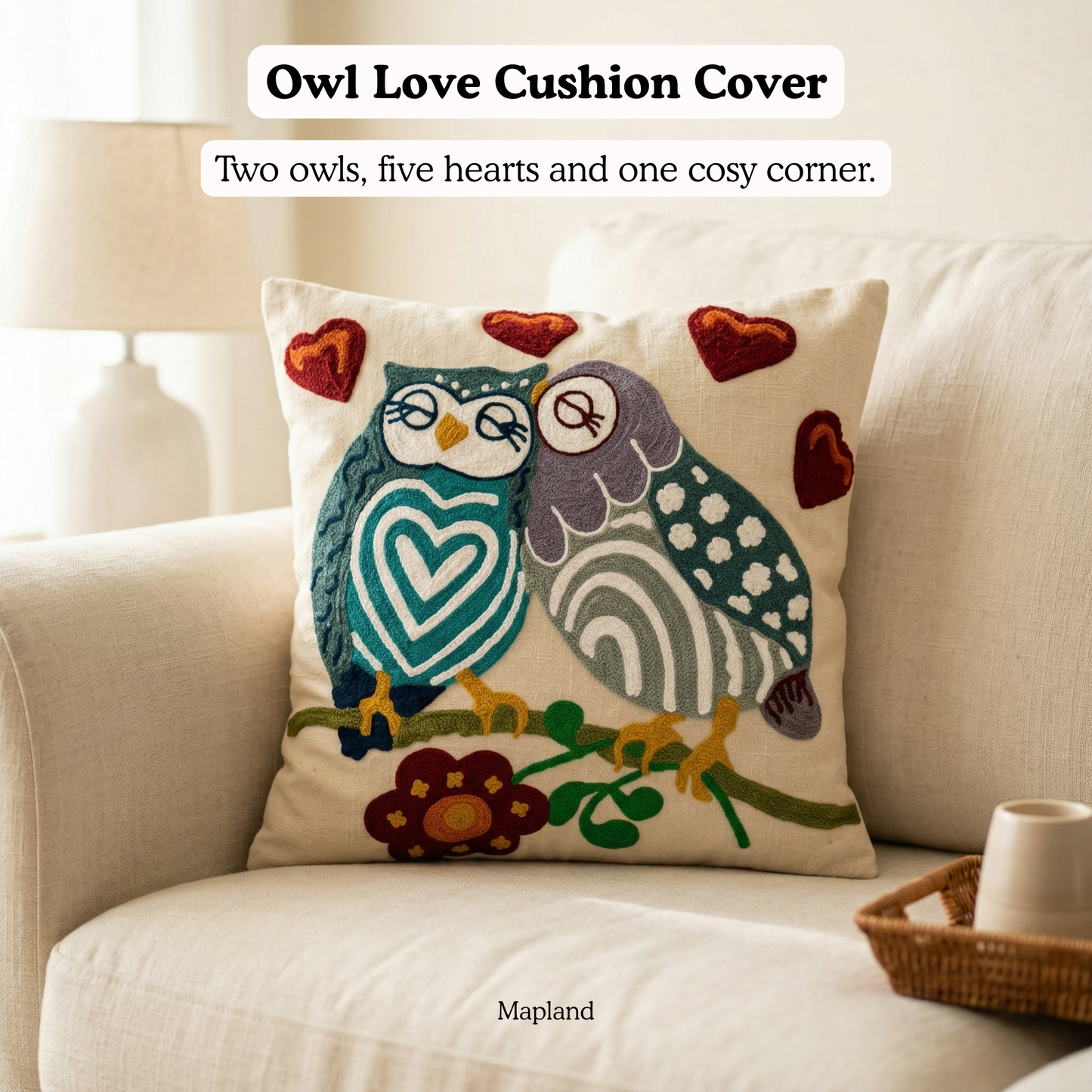 Owl Love Cushion Cover 16*16 Inches