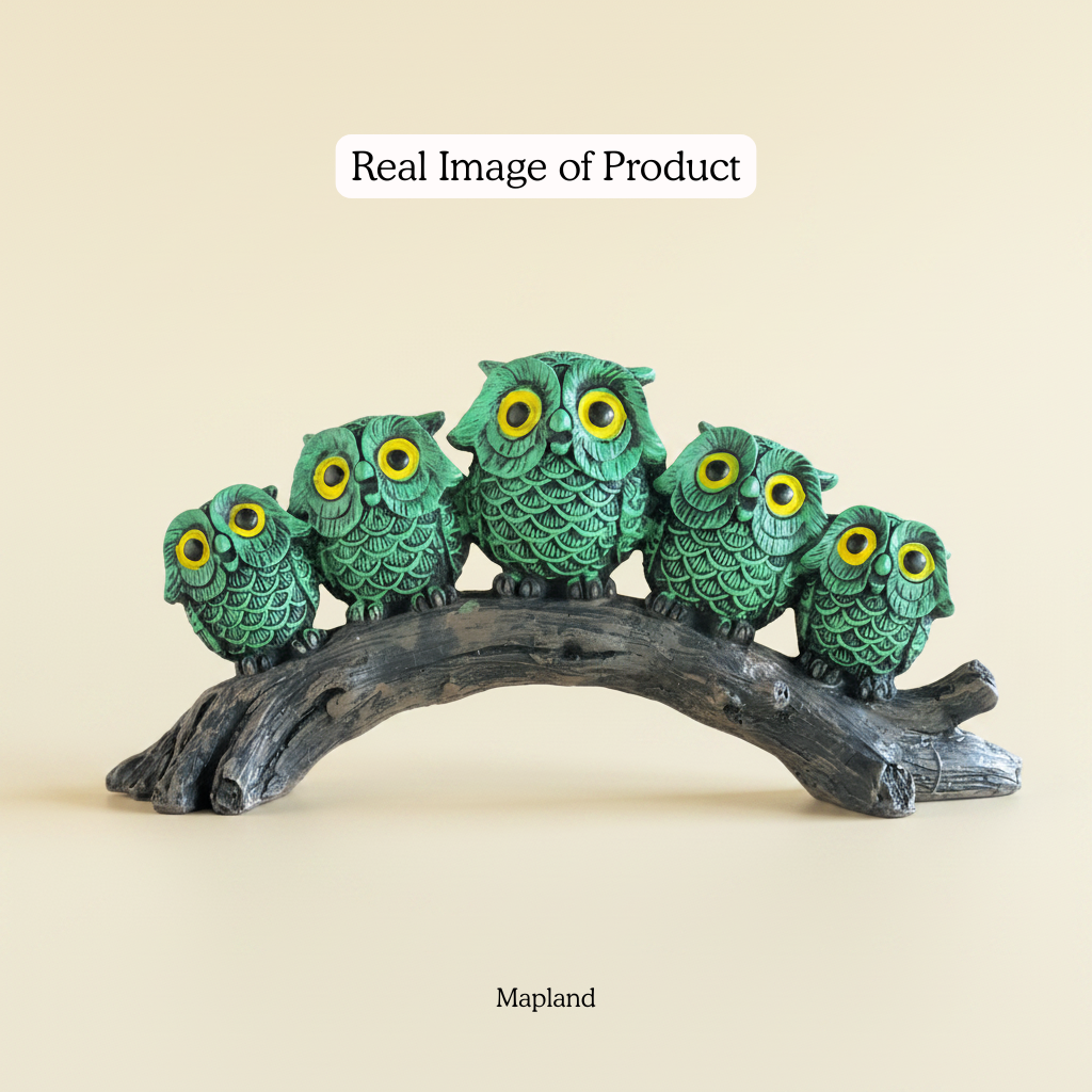 Owl Family on Branch Figurine