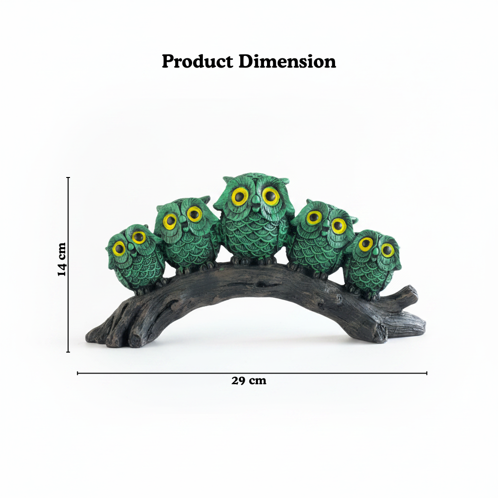 Owl Family on Branch Figurine