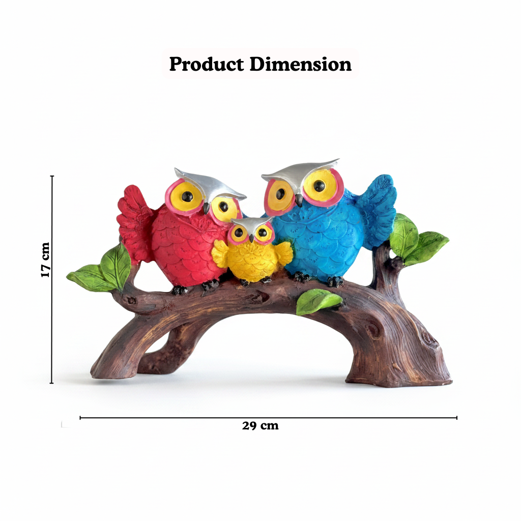 Owl Family on Branch Figurine