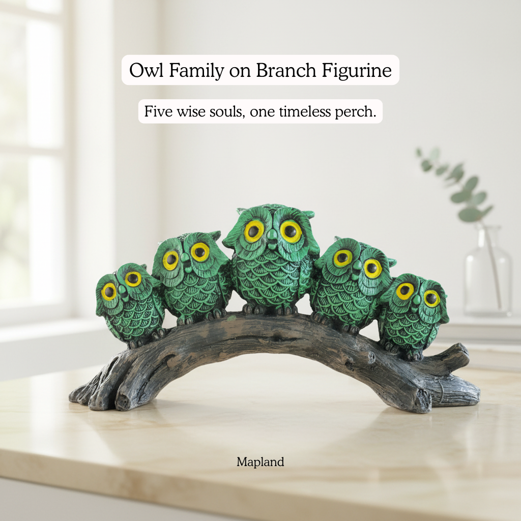 Owl Family on Branch Figurine